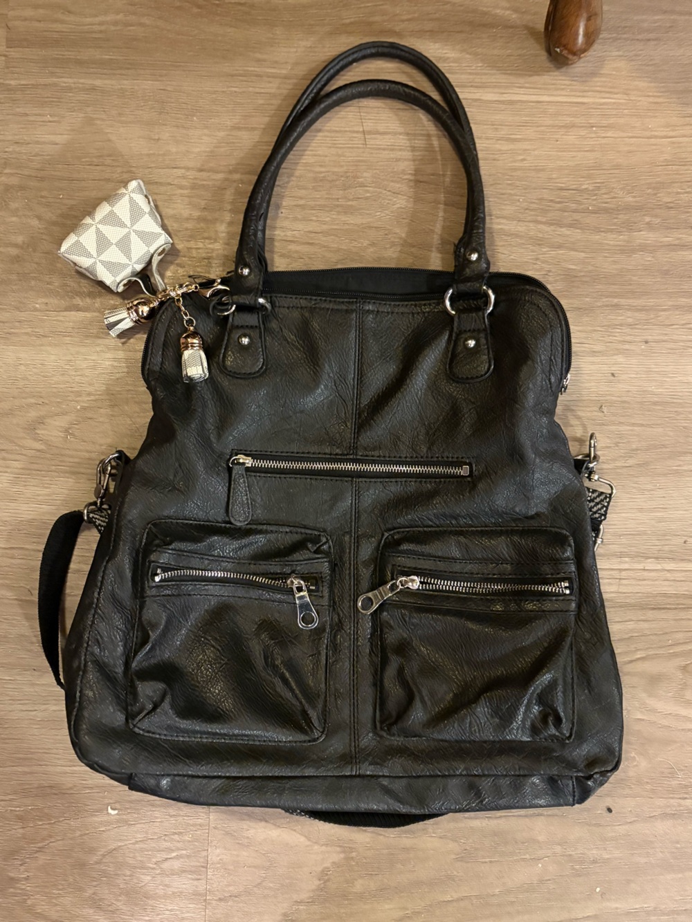 Style & Co. Black Faux Leather Tote Bag with Gold-Tone Hardware